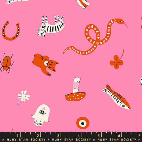 Ooh Lucky Lucky Good Luck in Pink RS4113 13 - Ruby Star Society Sold by the Half Yard